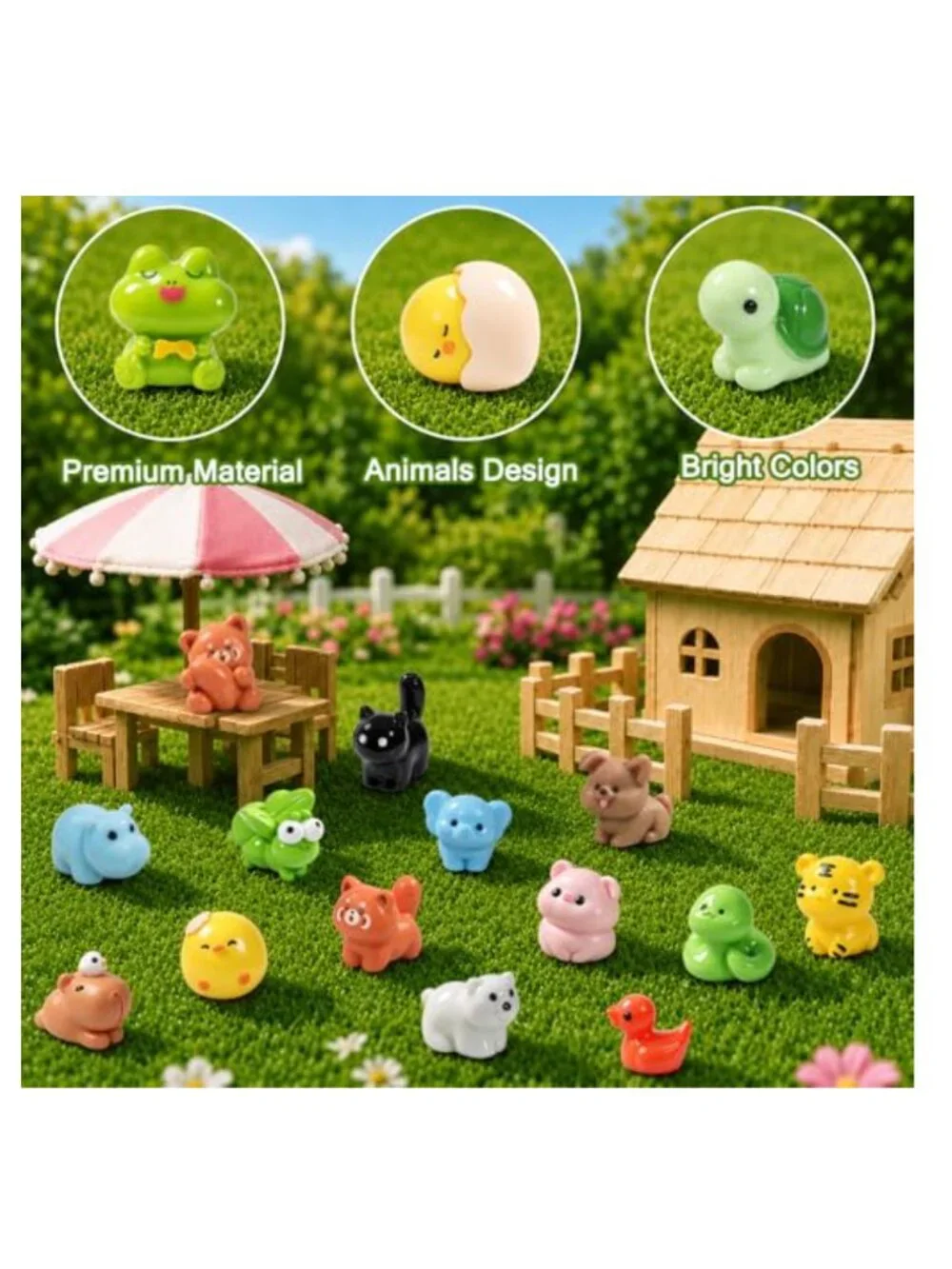 85pcs Mini Resin Animal Figures Fairy Garden Dollhouse Decor DIY Craft Party
